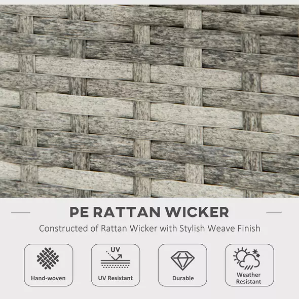 Outsunny Outdoor PE Rattan Gas Fire Pit Table, Patio Square Propane Heater with Rain Cover, Mesh Lid and Lava Stone, 40,000 BTU, Mixed Grey - 7