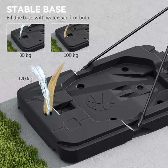 SPORTNOW 2.3-3.05m Basketball Hoop and Stand, with Weighted Base, Wheels, Black - 5