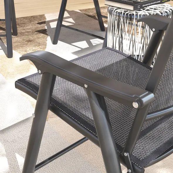 Outsunny Set of Four Folding Garden Chairs - Charcoal Grey - 9