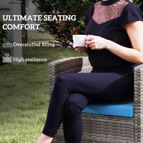 Outsunny Outdoor Seat Cushion Pads for Rattan Furniture, 3 PCs Garden Furniture Cushions,  Sky Blue - 6