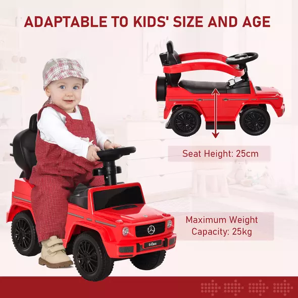 HOMCOM 3 in 1 Kids Children Ride on Push Car Toddler Sliding Car G350 Licensed Walker Foot to Floor Slider Push-Along with Horn Steering Wheel NO POWER Manual, Red - 5
