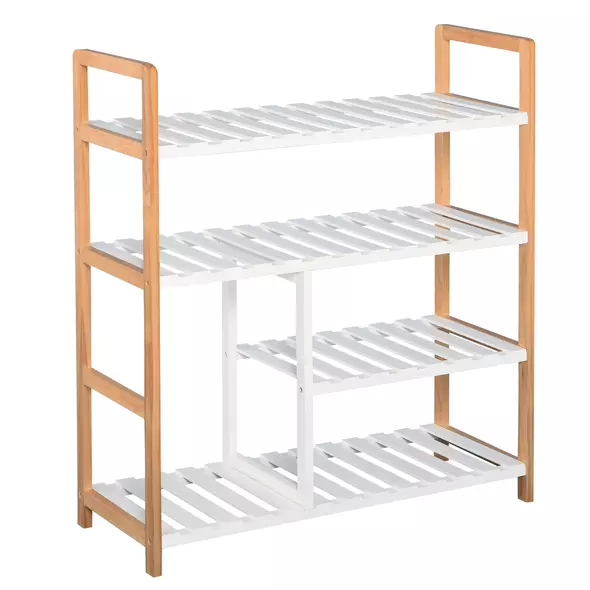 HOMCOM 4 Tier Shoe Racks Storage Stand Shelf Organizer Wood Frame 78 x 68 x 26 cm Hallway Furniture - 1