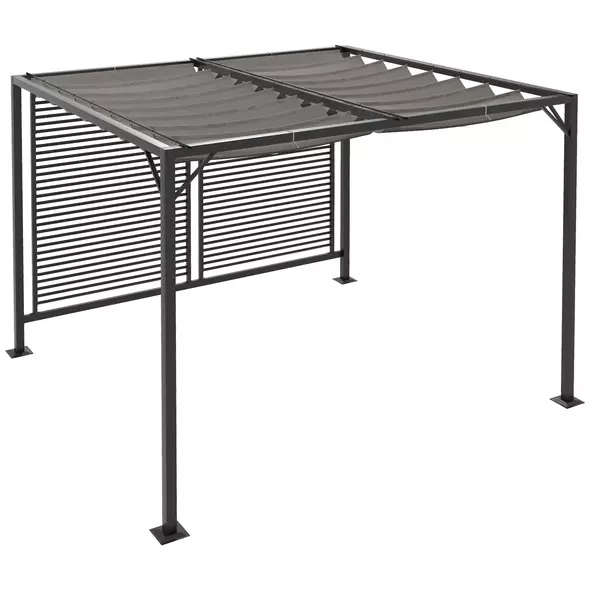 Outsunny 3 x 2.8m Metal Pergola, with Retractable Fabric Roof - Grey - 1