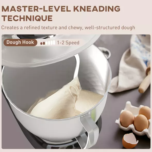 HOMCOM 1300W Kitchen Stand Mixer, with Accessories - Black - 5