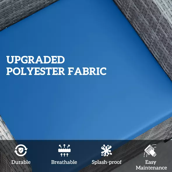 Outsunny Outdoor Seat Cushion Pads for Rattan Furniture, 3 PCs Garden Furniture Cushions,  Sky Blue - 5