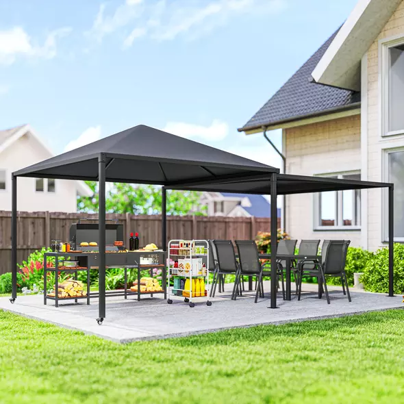 Outsunny 3 x 3 or 3 x 6m Garden Gazebo with Extendable Awning and Wheels, UPF30+ Outdoor Metal Gazebo Canopy Shelter for BBQ, Event, Party - 2