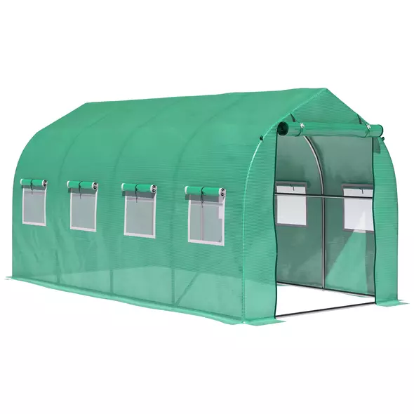 Outsunny Polytunnel Greenhouse with Windows and Door, Walk in Greenhouse for Garden, Backyard (4 x 2 M) - 1