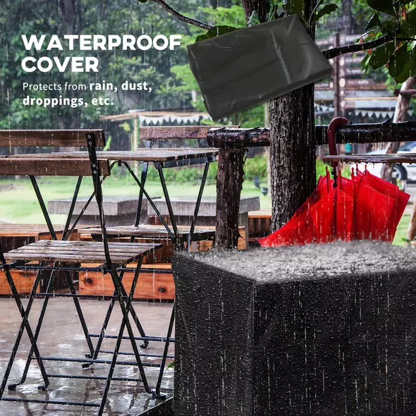 Outsunny Rattan-style Propane Gas Fire Pit Table with 40,000 BTU Burner, Square Smokeless Firepit Patio Heater with Thermocouple, Lava Rocks, Waterproof Cover, Spark Guard and Lid, Grey - 8