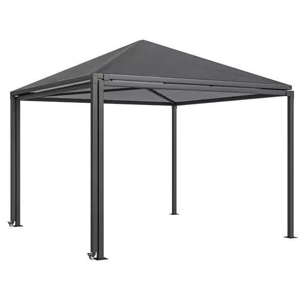 Outsunny 3 x 3 or 3 x 6m Garden Gazebo with Extendable Awning and Wheels, UPF30+ Outdoor Metal Gazebo Canopy Shelter for BBQ, Event, Party - 1