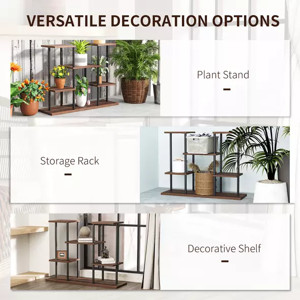 Outsunny Four-Tier Wooden Shelf Plant Stand - 7