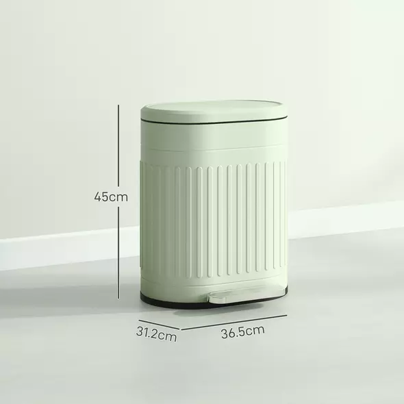 HOMCOM 20L Metal Kitchen Bin, with Soft-Close Lid - Light Green - 3