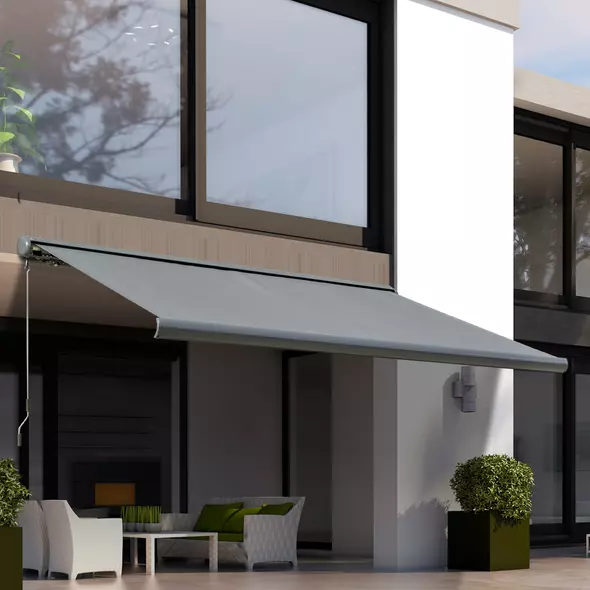 Outsunny Cassette Electric Manual Awning Door Window Retractable Canopy w/ R/C & LED 300W x 0-250D cm - 9