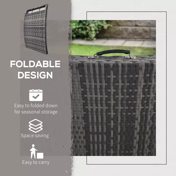Outsunny Rattan Folding Sun Lounger Outdoor Chair with Cushion and Pillow Grey - 7