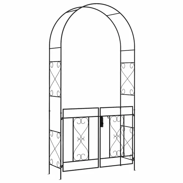 Outsunny Decorative Garden Arch, with Gate - Black - 1