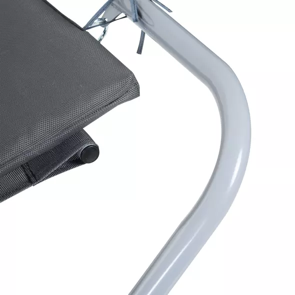 Outsunny Rocking Sun Lounger, Single Garden Lounger Sunbed with Headrest Pillows, Texteline Outdoor Rocking Chair Swing Hammock Daybed with Metal Frame for Patio, Terrace, 212 x 132 x 66 cm, Grey - 9