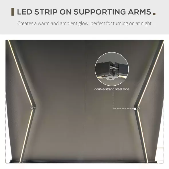 Outsunny Cassette Electric Manual Awning Door Window Retractable Canopy w/ R/C & LED 300W x 0-250D cm - 5