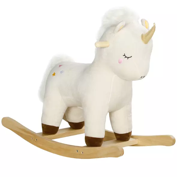 AIYAPLAY Rocking Horse with Unicorn Design, Sounds, for Ages 2-4 Years, White - 1