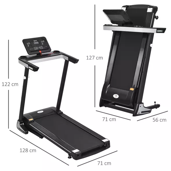 HOMCOM Motorised Folding Treadmill with 500W & LED Screen for Home, Black - 3