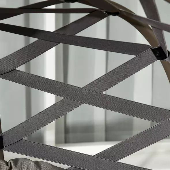 Outsunny 2 Seater Egg Chair Outdoor, Folding Weave Garden Furniture Chair with Cushion, Cup Pockets - Sand Brown - 9