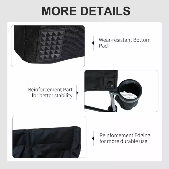 Outsunny 6 Seater Folding Camping Chair with Cup Holder & Carry Bag - Black - 6