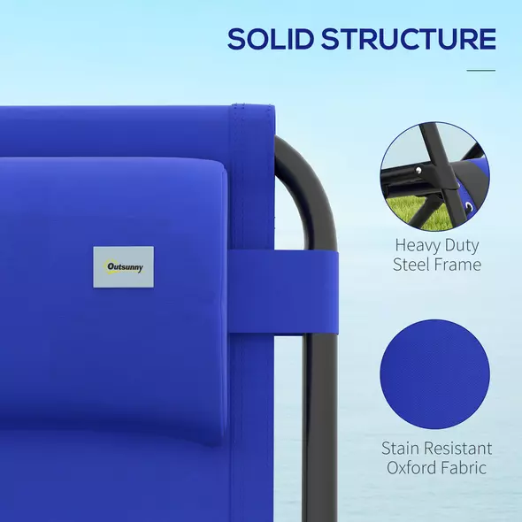 Outsunny Zero Gravity Lounger Chair Set of 2, Folding Reclining Patio Chair with Padded Seat, Cup Holder, Soft Cushion and Headrest for Poolside, Camping, Blue - 6