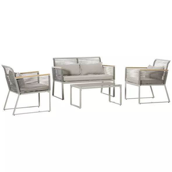 Outsunny 4 Pieces Rattan Garden Furniture Set - Grey - 1