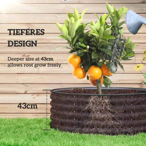 Outsunny Galvanised Raised Garden Bed with Safety Edging, Outdoor Raised Planter Box with Gloves, 120 x 120 x 43cm, Dark Grey - 4