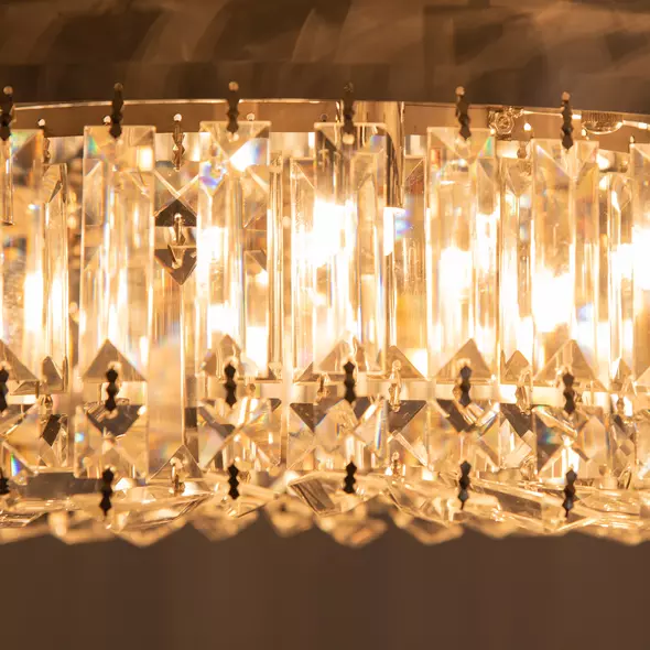 HOMCOM Crystal Ceiling Light Modern Chandeliers Stainless Steel Pendant Lights with Crystal Decorations for Living Room Bedroom Dining Room Hall Silver - 9