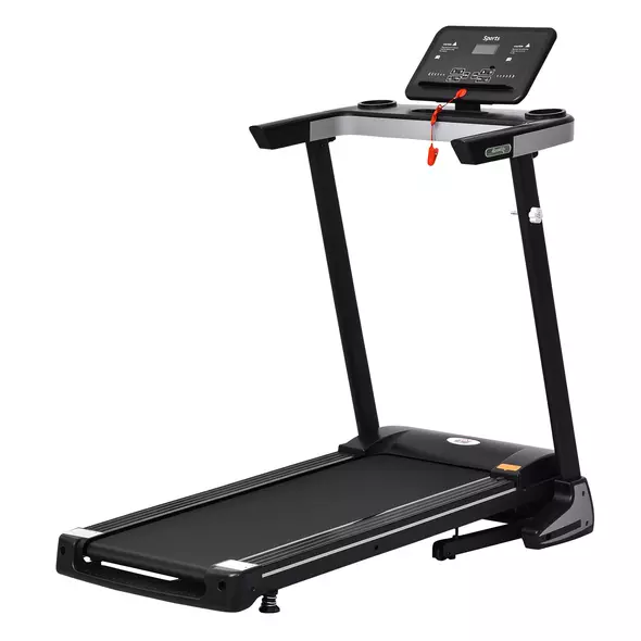 HOMCOM Motorised Folding Treadmill with 500W & LED Screen for Home, Black - 1