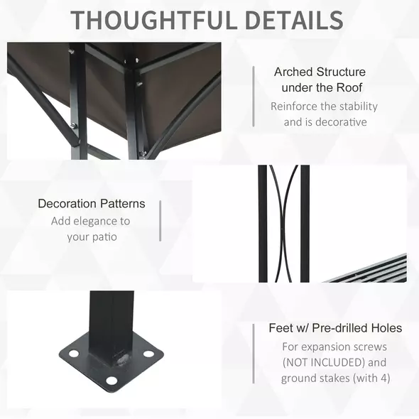 Outsunny 2.5 x 1.5m BBQ Tent Canopy Patio Outdoor Awning Gazebo Party Sun Shelter - Coffee - 6