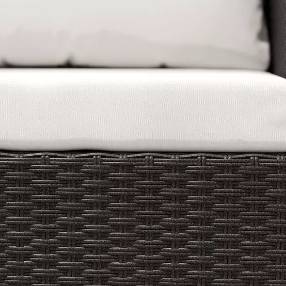 Outsunny 3 Pieces Rattan Bistro Set with 4 Cushions, Wicker Garden Furniture Set, Glass Top Coffee Table and Chairs for Outdoor Patio, Balcony, Terrace and Conservatory, Brown - 9