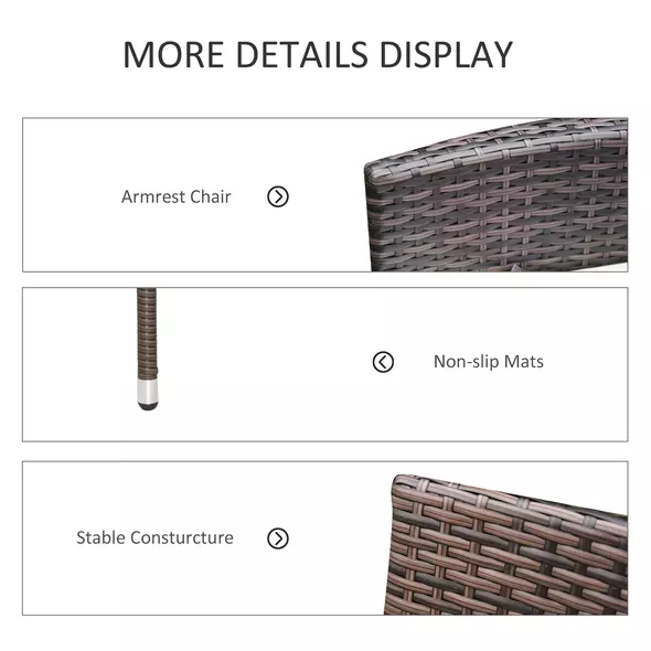 Outsunny 4 PC Rattan Chair Set, Patio Sofa Chairs Set, Cushioned Outdoor Rattan Furniture - 5