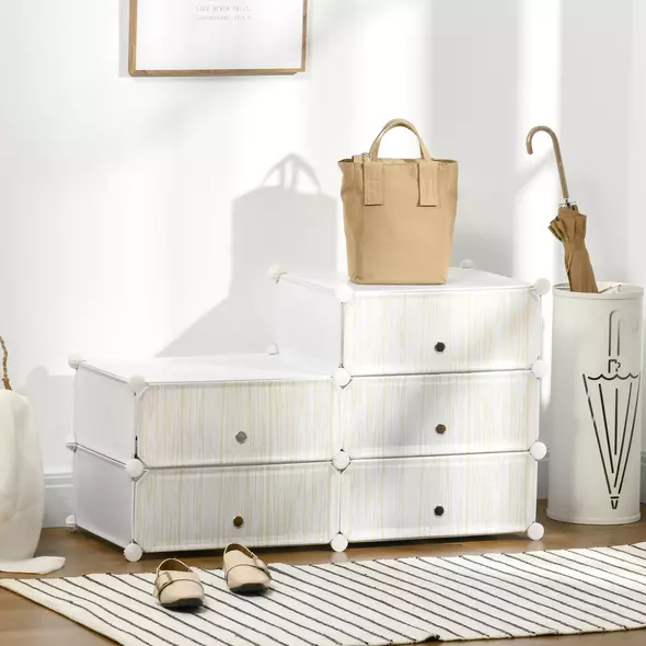 HOMCOM Six Cube Modular Storage Storage Unit - White - 7