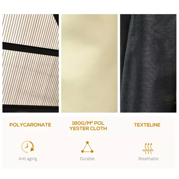 Outsunny 3.6 x 4m Hardtop Gazebo Canopy with Polycarbonate Roof and Aluminium Frame, Garden Pavilion with Mosquito Netting and Curtains - 6