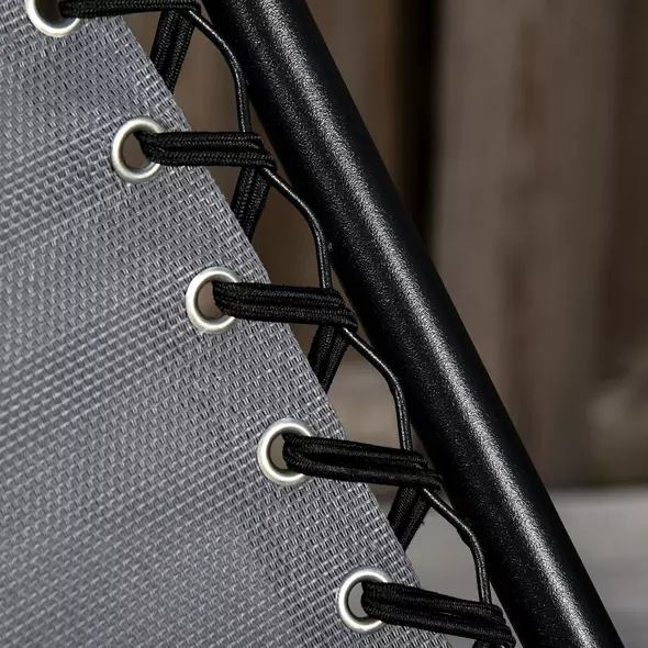 Outsunny Garden Rocking Chair Folding Recliner Outdoor Adjustable Sun Lounger Rocker Zero-Gravity Seat with Headrest Side Holder Patio Deck - Grey - 9