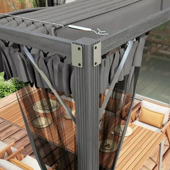 Outsunny 3 x 3m Aluminium Frame Pergola, with Retractable Roof - Dark Grey - 7