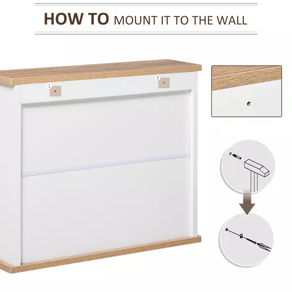 kleankin Bathroom Furniture Set, Mirror Cabinet Wall Mounted with Adjustable Shelf, Bathroom Sink Cabinet with Storage, White and Wood Grain - 6