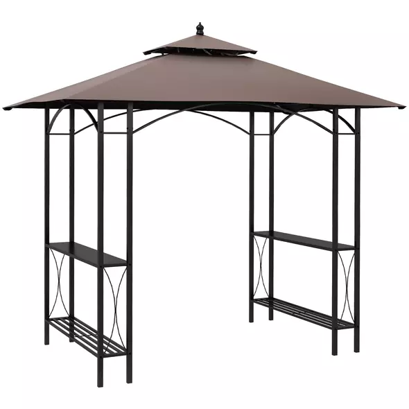 Outsunny 2.5 x 1.5m BBQ Tent Canopy Patio Outdoor Awning Gazebo Party Sun Shelter - Coffee - 1