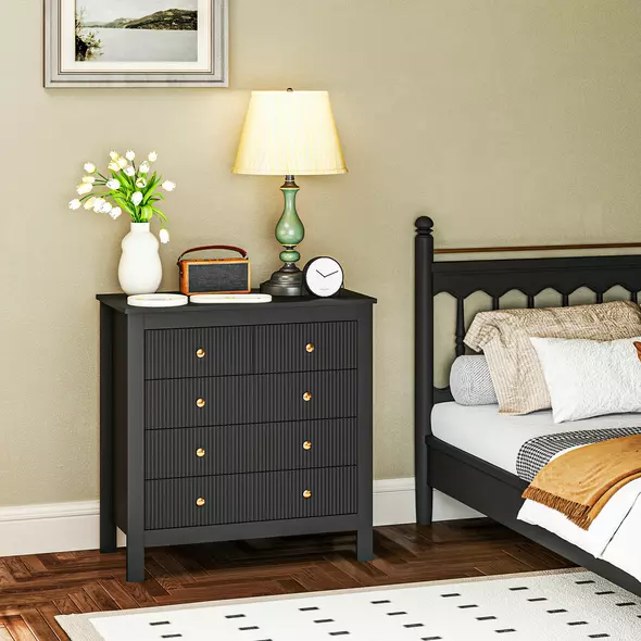 HOMCOM Elegant Chest of Five Drawers - Black - 2