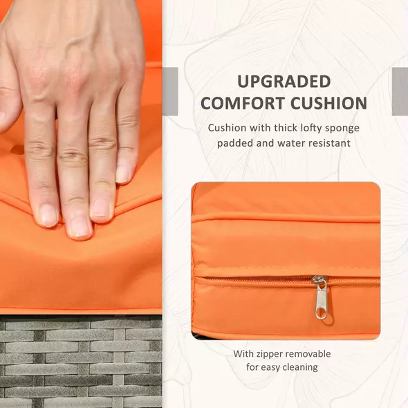 Outsunny 3 Pieces Rattan Bistro Set, Wicker Garden Furniture Set with Storage Coffee Table and Chairs, Thickened Cushions for Outdoor, Patio, Balcony, Orange - 6