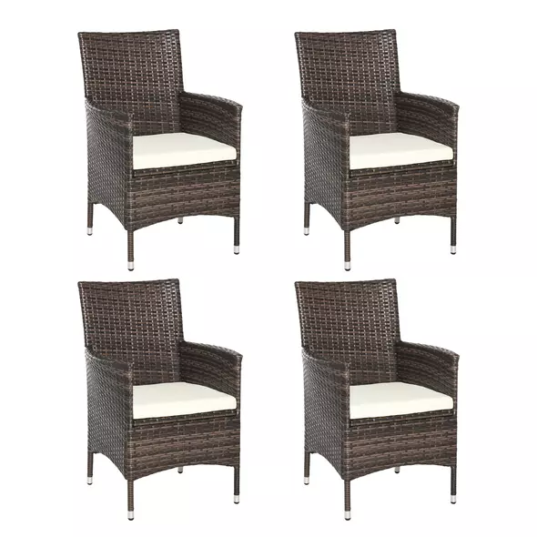 Outsunny 4 PC Rattan Chair Set, Patio Sofa Chairs Set, Cushioned Outdoor Rattan Furniture - 1
