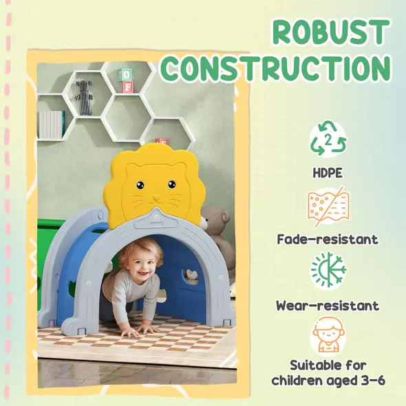 AIYAPLAY Kids Play Tunnel with Lion Design for 3-6 Years, Crawling, Climbing, Indoors & Outdoors - 5