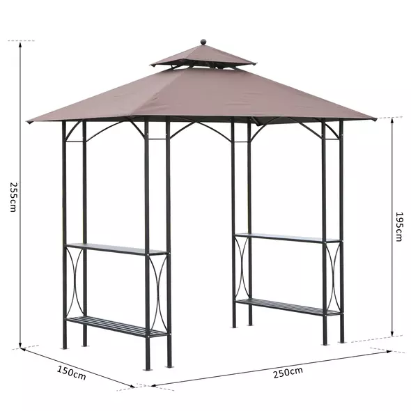Outsunny 2.5 x 1.5m BBQ Tent Canopy Patio Outdoor Awning Gazebo Party Sun Shelter - Coffee - 3