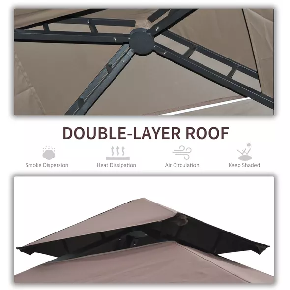 Outsunny 2.5 x 1.5m BBQ Tent Canopy Patio Outdoor Awning Gazebo Party Sun Shelter - Coffee - 4