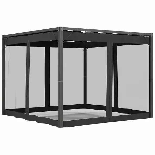 Outsunny 3 x 3m Aluminium Frame Pergola, with Retractable Roof - Dark Grey - 1