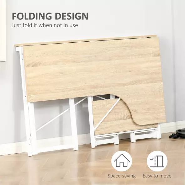 HOMCOM Folding Desk, L Shaped Desk, Corner Computer Desk with 2-Tier Storage Shelf for Home Office, Study Room, Workstation, Easy Assembly, 120 x 72.5 x 76.5cm, Oak Tone - 4