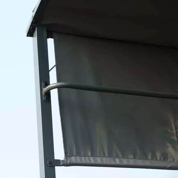 Outsunny 2.2 x 1.4m BBQ Shelter, Outdoor Grill Gazebo Canopy with Shelves, Hanging Hooks, and Metal Frame, for Garden Patio Backyard - 9