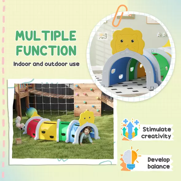 AIYAPLAY Kids Play Tunnel with Lion Design for 3-6 Years, Crawling, Climbing, Indoors & Outdoors - 4