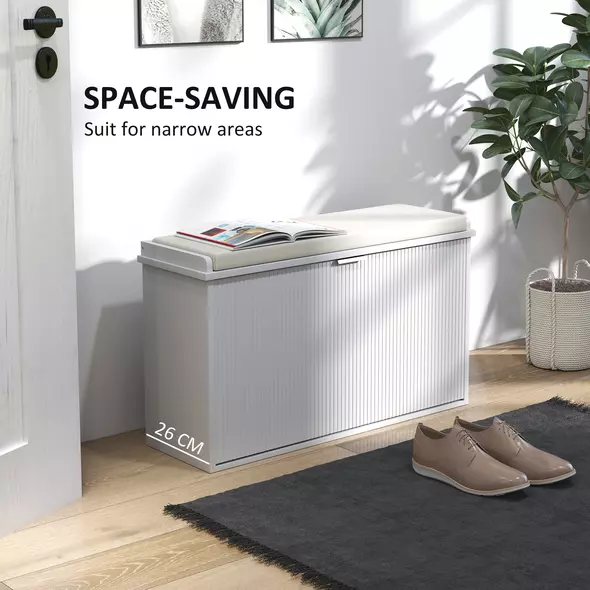 HOMCOM Elegant Eight Shoe Bench, with Top Seat - White - 6