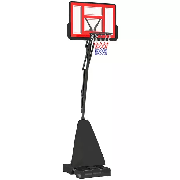 SPORTNOW 245-305cm Adjustable Basketball Hoop and Stand, with Wheels, Red - 1